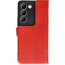 Pazarcan Vivo V30 Lite 4g Kılıf Trend S Plus Kapaklı Kılıf - Kırmızı