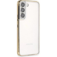 Pazarcan Samsung Galaxy S22 Kılıf Lensli Silikon - Gold