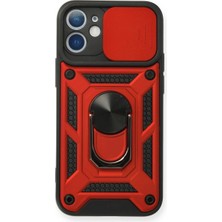 Pazarcan Iphone 12 Kılıf Pars Lens Yüzüklü Silikon - Kırmızı