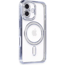 Pazarcan Iphone 16 Kılıf Joke Simli Magneticsafe Kılıf - Mavi