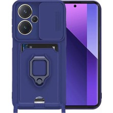 Pazarcan Redmi Note 13 Pro Plus Kılıf Zuma Kartvizitli Yüzüklü Silikon - Lacivert