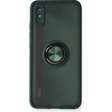 Pazarcan Redmi 9A Kılıf Montreal Yüzüklü Silikon Kapak - Yeşil