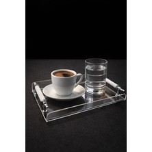 Pleksi Silver Kulplu Mini Tepsi – Şeffaf Pleksi Dekoratif Sunum ve Organizer Tepsisi