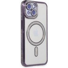 Pazarcan Iphone 13 Kılıf Joke Simli Magneticsafe Kılıf - Derin Mor