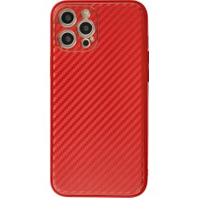 Pazarcan Iphone 12 Pro Max Kılıf Coco Karbon Silikon - Kırmızı