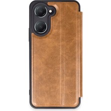 Pazarcan Vivo Y18 Kılıf Flip Cover - Taba