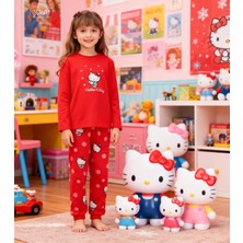NiCe İç Giyim Hello Kittty Temalı Kız Çocuk Polar Pijama Takım Kırmızı Renk