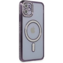 Pazarcan Iphone 11 Kılıf Joke Simli Magneticsafe Kılıf - Derin Mor