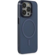 Pazarcan Iphone 15 Pro Max Kılıf Anka Pc Magneticsafe Sert Metal Kapak - Lacivert