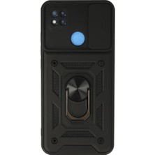 Pazarcan Redmi 9c Kılıf Pars Lens Yüzüklü Silikon - Siyah