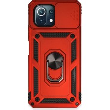 Pazarcan Mi 11 Lite Kılıf Pars Lens Yüzüklü Silikon - Kırmızı