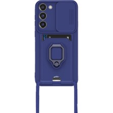 Pazarcan Samsung Galaxy S23 Plus Kılıf Zuma Kartvizitli Yüzüklü Silikon - Lacivert