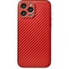 Pazarcan Iphone 13 Pro Max Kılıf Coco Karbon Silikon - Kırmızı