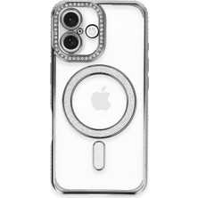 Pazarcan Iphone 16 Plus Kılıf Joke Simli Magneticsafe Kılıf - Gri