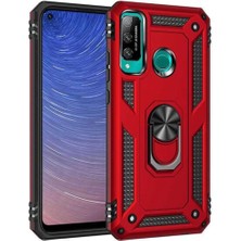 Pazarcan Huawei P40 Lite E Kılıf Sofya Yüzüklü Silikon Kapak - Kırmızı