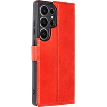 Pazarcan Samsung Galaxy S25 Ultra Kılıf Trend S Plus Kapaklı Kılıf - Kırmızı