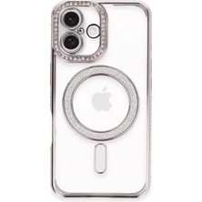 Pazarcan Iphone 16 Plus Kılıf Joke Simli Magneticsafe Kılıf - Pembe