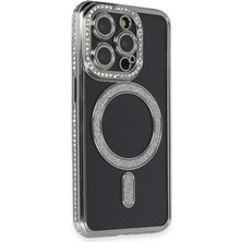 Pazarcan Iphone 14 Pro Max Kılıf Joke Simli Magneticsafe Kılıf - Gri