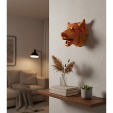 Pazarcan Gold Renk 3D Kurt Başı Duvar Dekoru