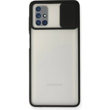 Pazarcan Samsung Galaxy M51 Kılıf Palm Buzlu Kamera Sürgülü Silikon - Siyah