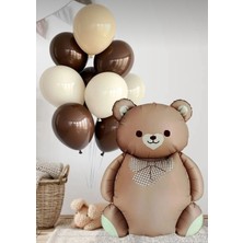 Peri Party Papyonlu Kahverengi Ayıcık Folyo Balon & 10LU Balon