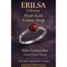 Erilsa Sertifikalı Nefes Tutulma Hissi Yüzüğü – Siyah Kızıl Yemen Akik Ayarlamalı Ince Kasa Akrep Koç Aslan