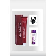 Exicolor 1.0 siyah Kalıcı Krem Saç Boyası 60ML + Kuaf Oksidan 60 ml + Boyama Seti