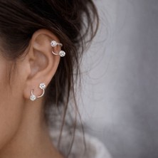 Sevil Gülgün Atelier Zirkon Taşlı Çelik Halka Piercing Görünümlü  Earcuff Küpe