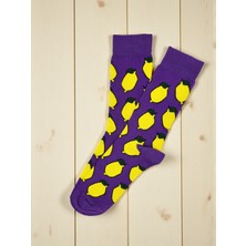 G Socks Mor Limon Desenli Renkli Çorap