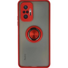 Pazarcan Redmi Note 10 Pro Kılıf Montreal Yüzüklü Silikon Kapak - Kırmızı