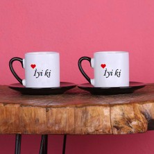 Zoommatik Sevgiliye Hediye Iyi Ki Tasarımlı Isimli 2'li Türk Kahvesi Fincan Takımı