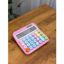 İtalyano KA-910 Çok Renkli Tuşlu Pastel Mavi Masaüstü Hesap Makinesi - 12 Haneli Estetik Tasarım