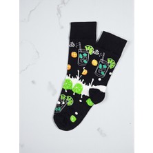 G Socks Siyah Mojito Desenli Renkli Çorap