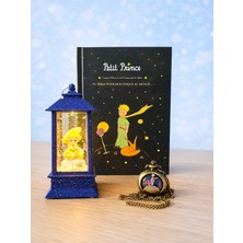 Küçük Prens Işıklı Simli Kar Küresi, Küçük Prens Defter ve Küçük Prens Saat Kolye - 3'lü Hediye Seti