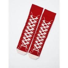 G Socks Kırmızı Bağcık ve Ayakkabı Desenli Renkli Çorap