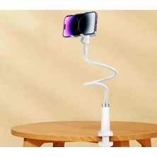 Etashop 360° Esnek Telefon Tutucu Kelepçeli Masa Yatak Başlığı Standı 4" 7.1" Uyumlu Beyaz