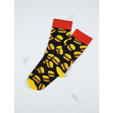 G Socks Siyah Hamburger Desenli Renkli Çorap