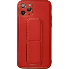 Pazarcan Iphone 11 Pro Kılıf Coco Deri Standlı Kapak - Kırmızı
