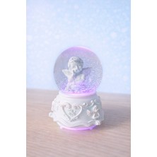 Beyaz Melek Işıklı Müzikli Orta Boy Kar Küresi - Sevgiliye Arkadaşa Hediye