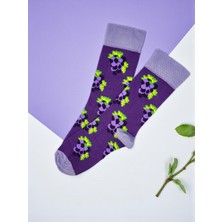 G Socks Mor Üzüm Desenli Renkli Çorap