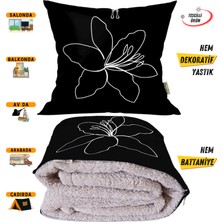Caisya Home Çiçek Çizgi Desenli Opsiyonel Yastık Içinde Tv Battaniyesi 110 x 170 cm