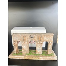 Aydenstore Patara Antik Kent El Yapımı Dekoratif Minyatür, Antik Taş Duvar Tasarımı, Yeşil Bitkili, Biblo Parçası