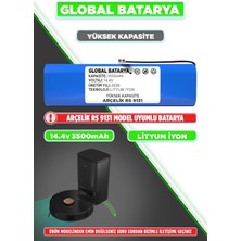 Global Batarya Arçelik Rs 9131 Uyumlu Akıllı Robot Süpürge Bataryası 14.4V 3500mAh Li-Ion Pil (Yüksek Kapasite)