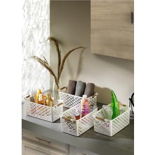 Aydenstore Çok Amaçlı Tutacaklı Organizer Sepet - Dolap Içi & Çekmece Düzenleyici Sepet Beyaz, 24121810015