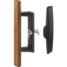 Aydenstore C 1259 Sürgülü Cam Kapı Kolu Seti, 3-15/16 Inç, Döküm ve Ahşap, Siyah (Tekli Paket)