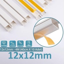 Aydenstore Odta 4 Metre (12X12MM) Kendinden Yapışkanlı Kablo Kanalı | 4m (10 Adet x 40CM) Kablo Gizleyici
