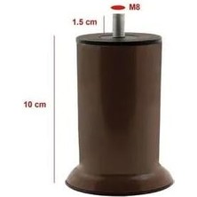 Aydenstore Mobilya Kanepe Koltuk Çekyat Yükseltme Ayağı Ince Diş M8 Kahverengi Plastik 10 cm 4 Adet