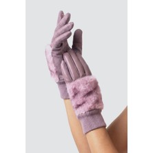 Robanu Mor Dokunmatik Kürklü Kadın Eldiven