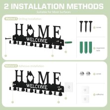 Aydenstore Anahtarlık Duvar Askısı, Siyah Metal Anahtarlık Askısı Yapışkanlı Anahtarlık Organizatörü, 6 Çiftli Anahtarlık Kancalı Duvar Için, Giriş Kapısı Garaj Için Dekoratif Duvar Askısı