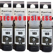 Technq Business Epson L3211 / L3250 / L3251 Modellerine Uyumlu, 103 Serisi 4 Adet Siyah Muadil Mürekkep Seti